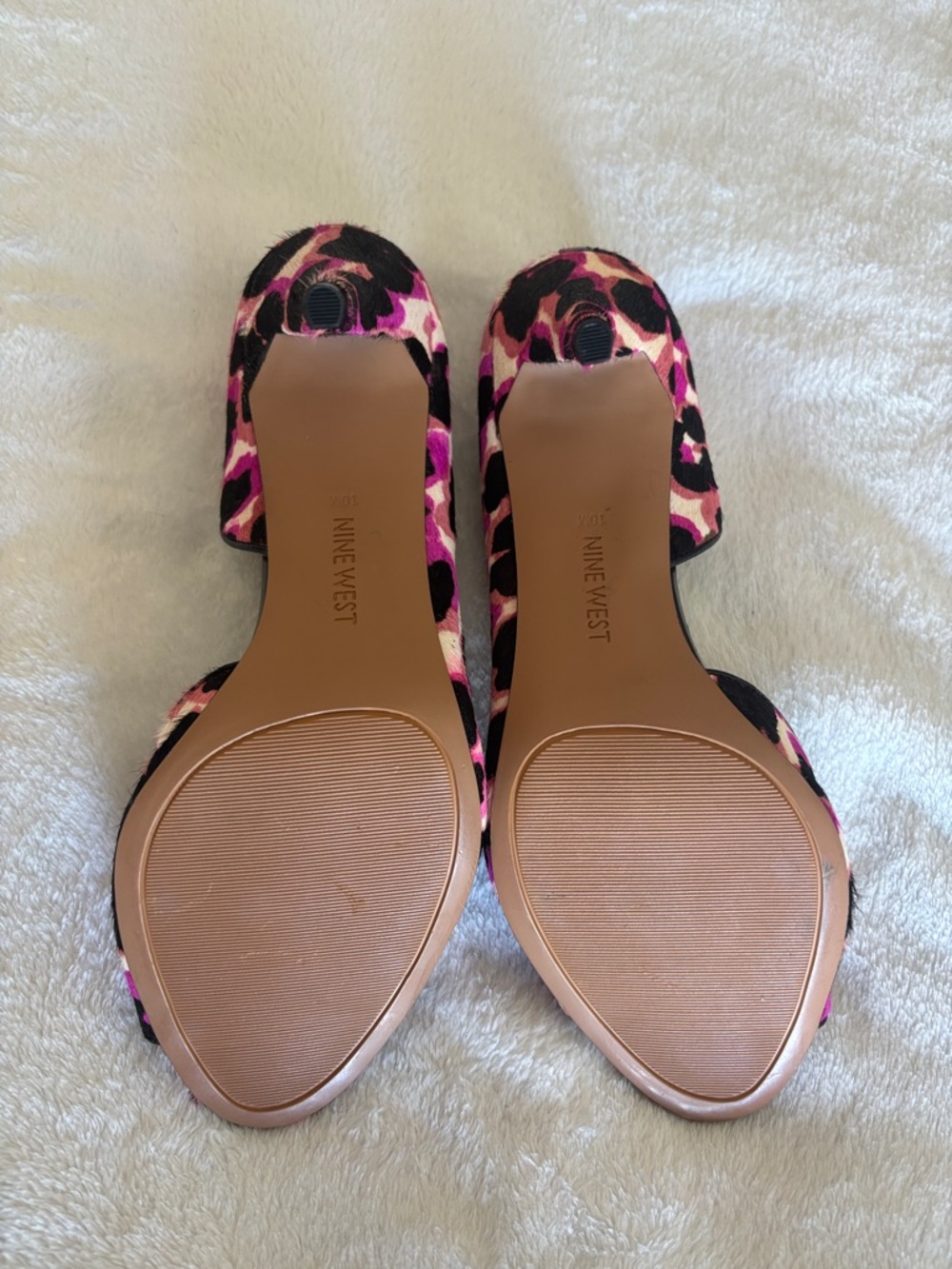 NWOT Nine West Pink & Black Leopard Peep-Toe Heels - Picture 4 of 6